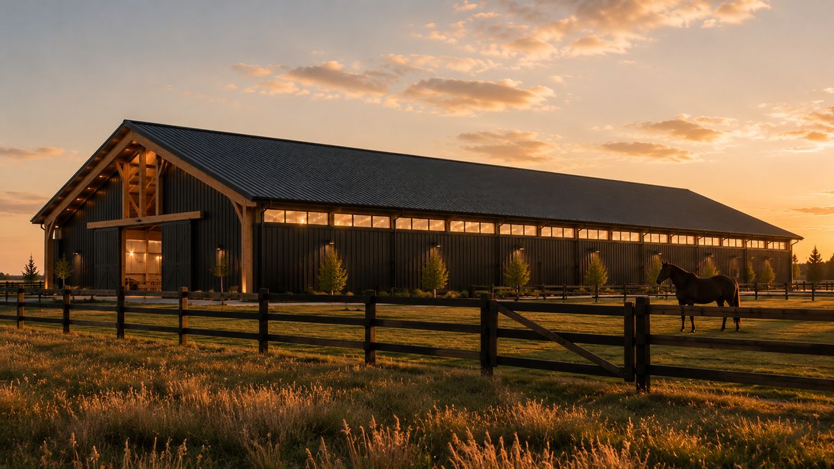 Homestead: riding arena, 40-ft eaves